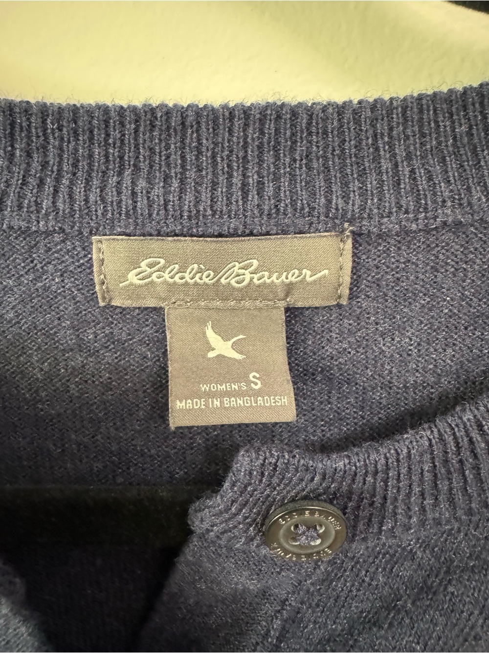 Eddie Bauer Dark Navy Button-Up Crewneck Cardigan - Small - Picture 3 of 3
